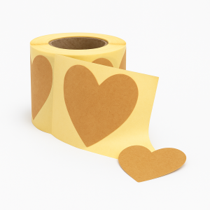 Etiquetas corazón kraft adhesivas